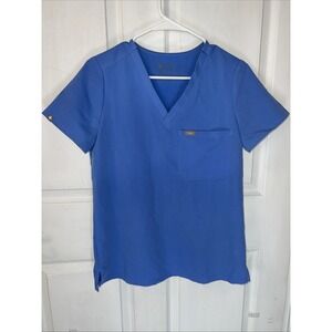 FIGS Tech Collection Scrub Top Womens‎ Size XSmall Blue One Pocket Medical Nurse